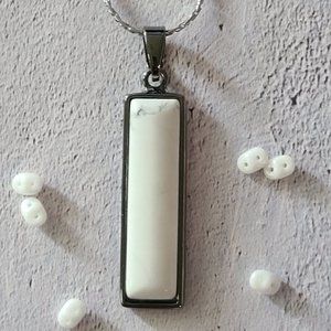 White Agate Rock Pendant on a Silver Chain